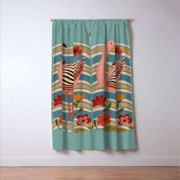Pink Flamingo Window Curtain Gallery Image 3