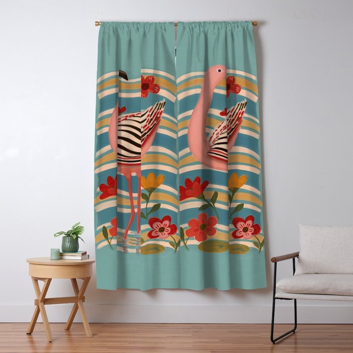 Pink Flamingo Window Curtain Gallery Image 5