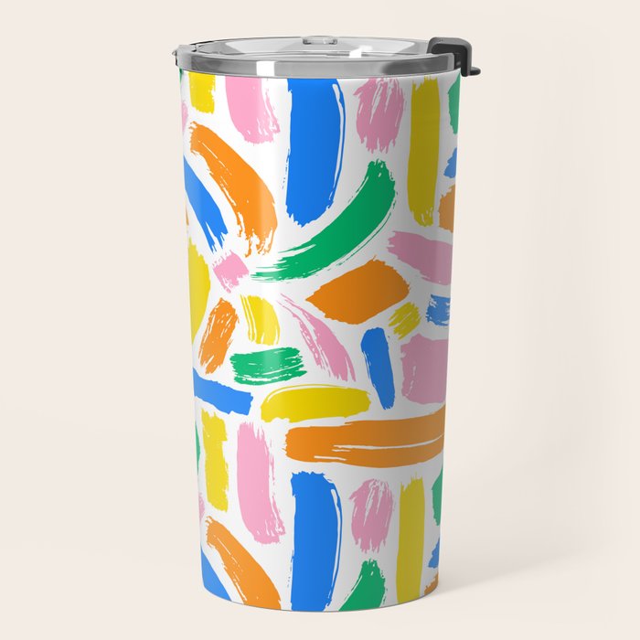 Colorful abstract brush stroke art pattern Travel Mug Gallery Image 2