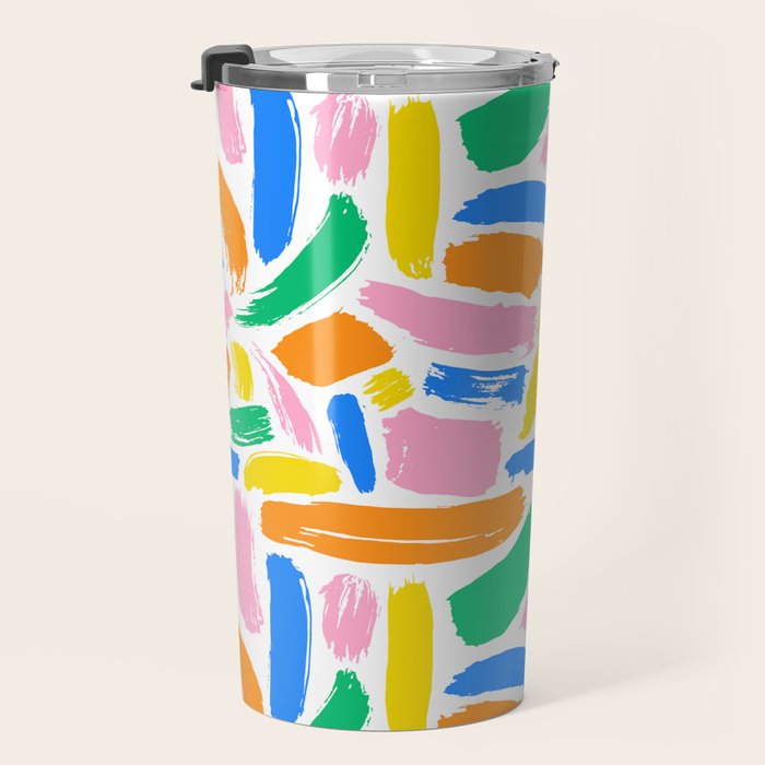 Colorful abstract brush stroke art pattern Travel Mug Gallery Image 3