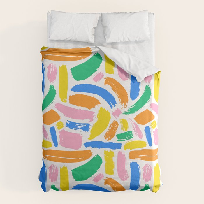 Colorful abstract brush stroke art pattern Duvet Cover Gallery Image 1
