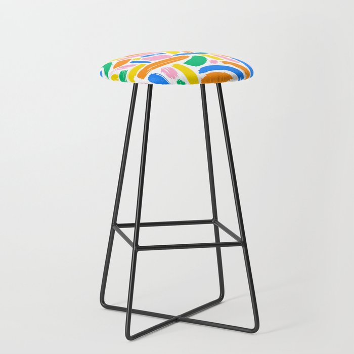 Colorful abstract brush stroke art pattern Stool Gallery Image 1