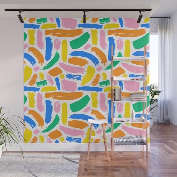 Colorful abstract brush stroke art pattern Wall Mural Gallery Image 1
