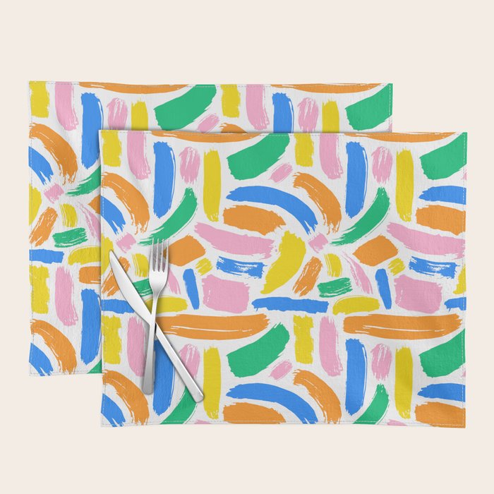 Colorful abstract brush stroke art pattern Placemat Gallery Image 1