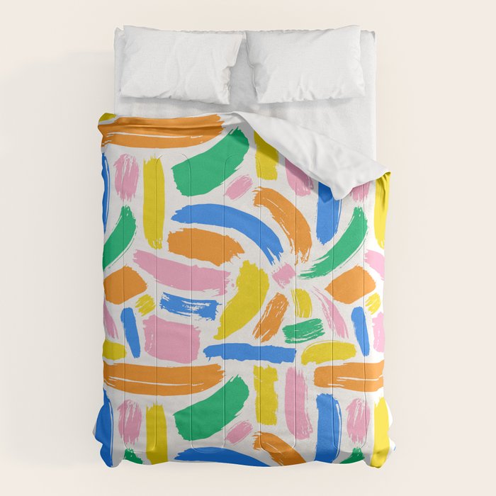 Colorful abstract brush stroke art pattern Comforter Gallery Image 1