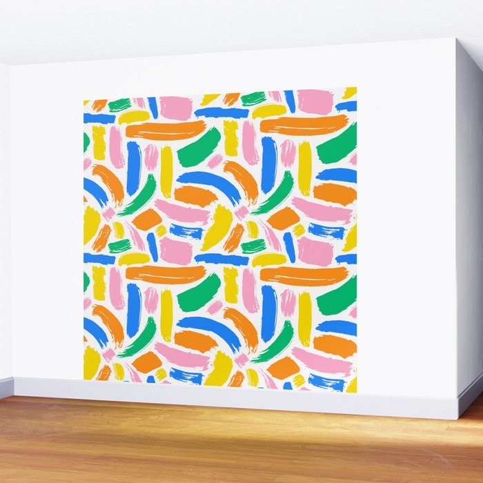 Colorful abstract brush stroke art pattern Wall Mural Gallery Image 2