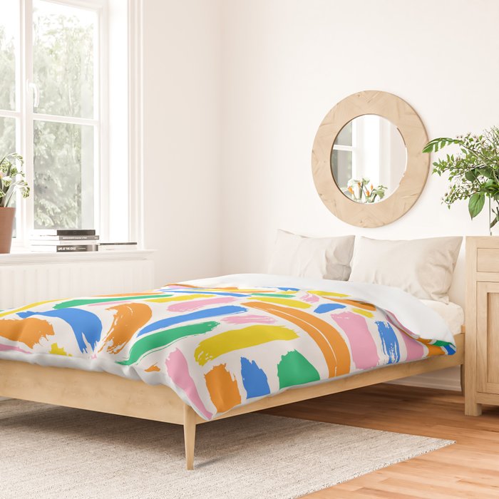 Colorful abstract brush stroke art pattern Duvet Cover Gallery Image 2