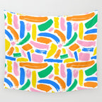 Colorful abstract brush stroke art pattern Wall Tapestry Gallery Image 4