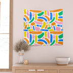 Colorful abstract brush stroke art pattern Wall Tapestry Gallery Image 2