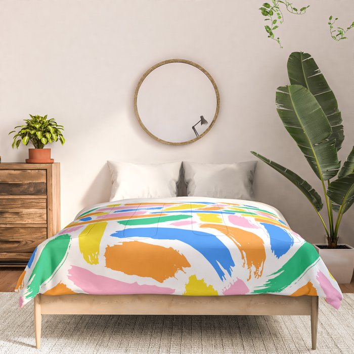 Colorful abstract brush stroke art pattern Comforter Gallery Image 3