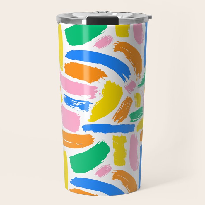 Colorful abstract brush stroke art pattern Travel Mug Gallery Image 1