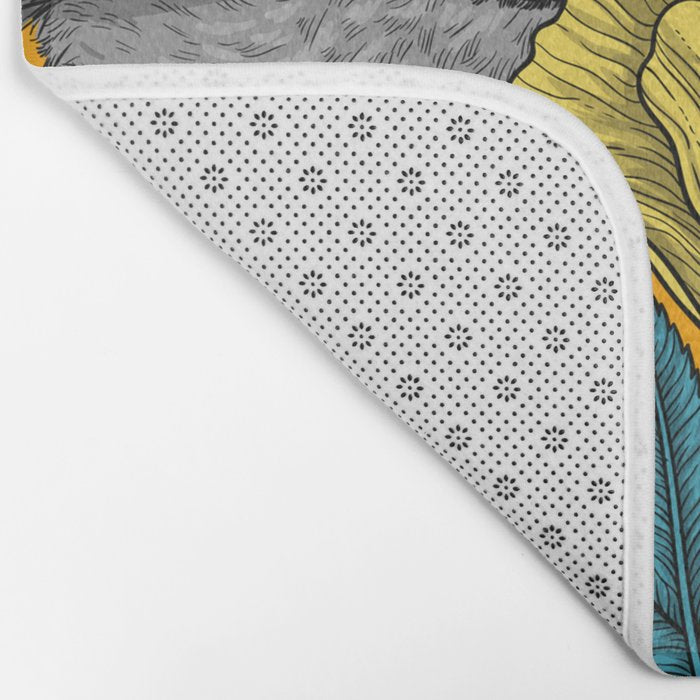Fairy wren and poppies in yellow Bath Mat Gallery Image 2