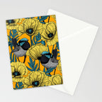 Fairy wren and poppies in yellow Stationery Card Gallery Image 2