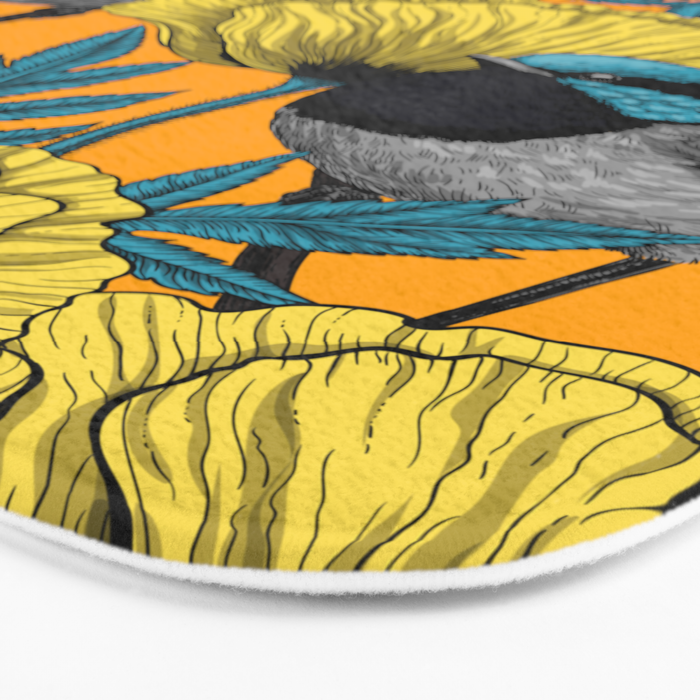 Fairy wren and poppies in yellow Bath Mat Gallery Image 3