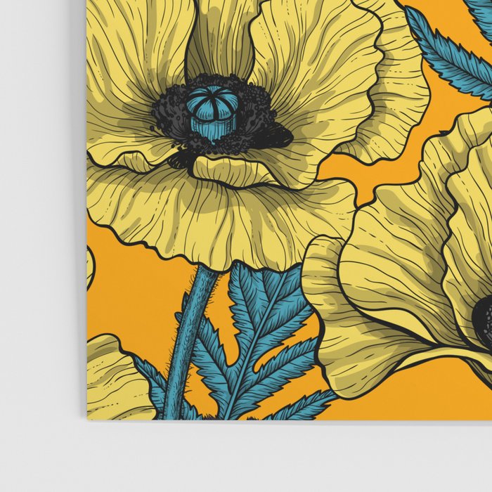 Fairy wren and poppies in yellow Poster Gallery Image 3