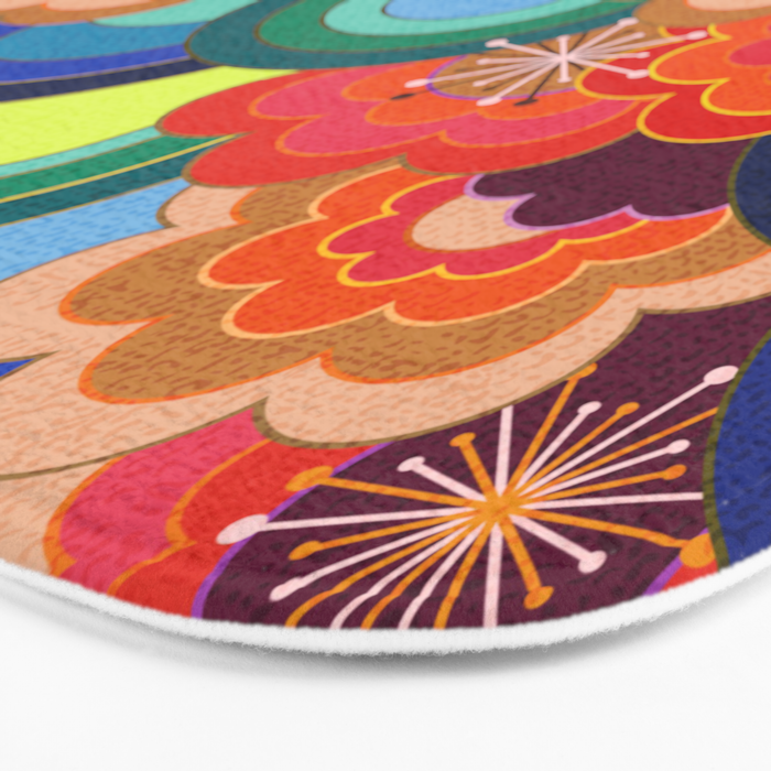 70s rainbow flowers sunset colors Bath Mat Gallery Image 3