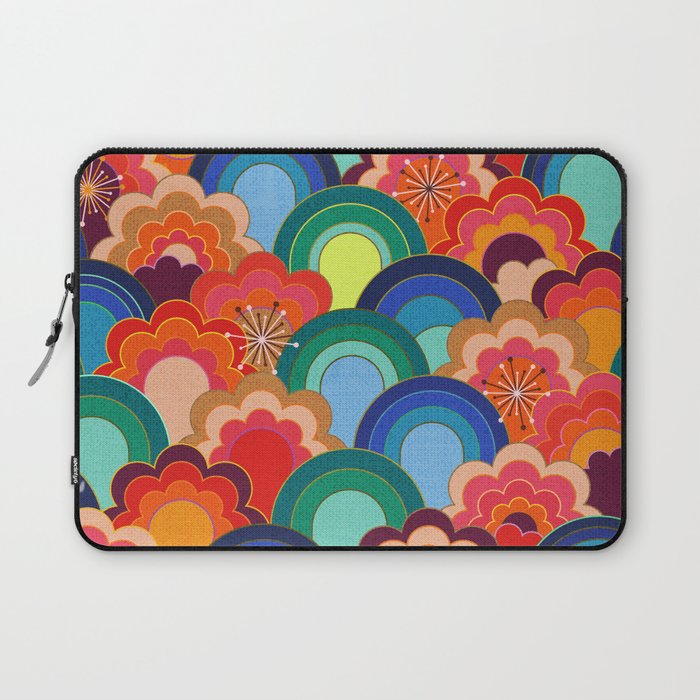 70s rainbow flowers sunset colors Laptop Sleeve Gallery Image 1