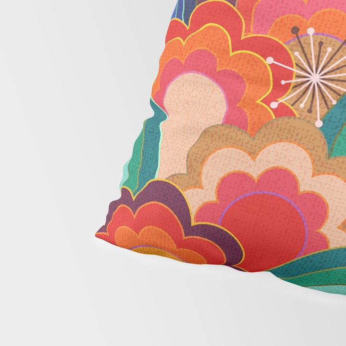 70s rainbow flowers sunset colors Pillow Sham Gallery Image 4