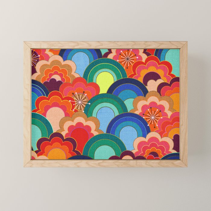 70s rainbow flowers sunset colors Mini Art Print Gallery Image 1