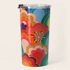 70s rainbow flowers sunset colors Travel Mug Gallery Image 3