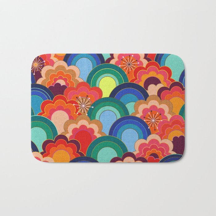 70s rainbow flowers sunset colors Bath Mat Gallery Image 1
