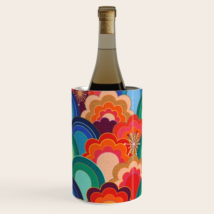 70s rainbow flowers sunset colors Wine Chiller Gallery Image 2
