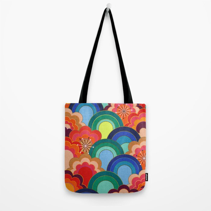 70s rainbow flowers sunset colors Tote Bag Gallery Image 2