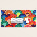 70s rainbow flowers sunset colors Desk Mat Gallery Image 1