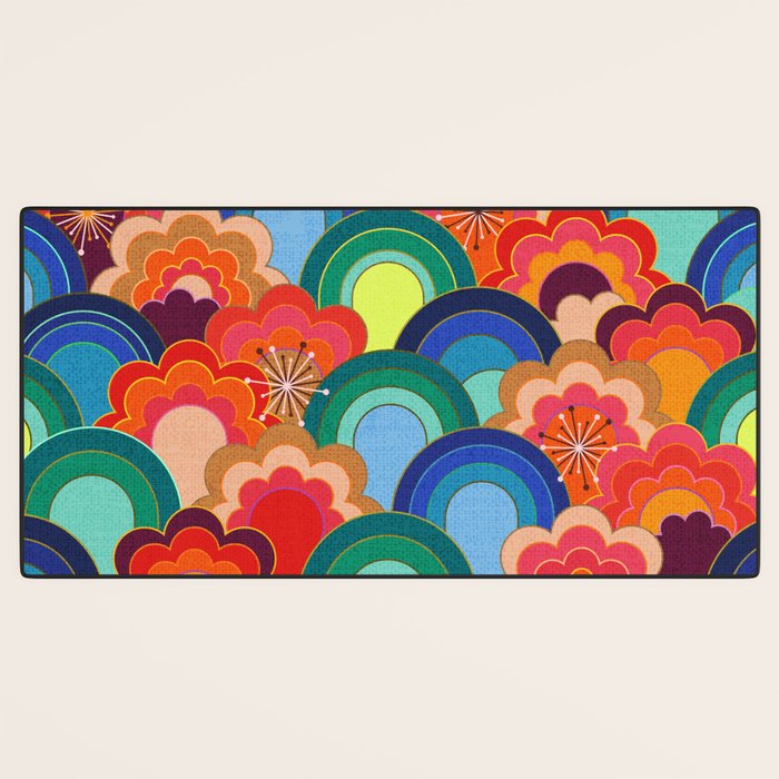 70s rainbow flowers sunset colors Desk Mat Gallery Image 3