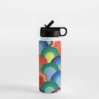 70s rainbow flowers sunset colors Water Bottle Gallery Image 1