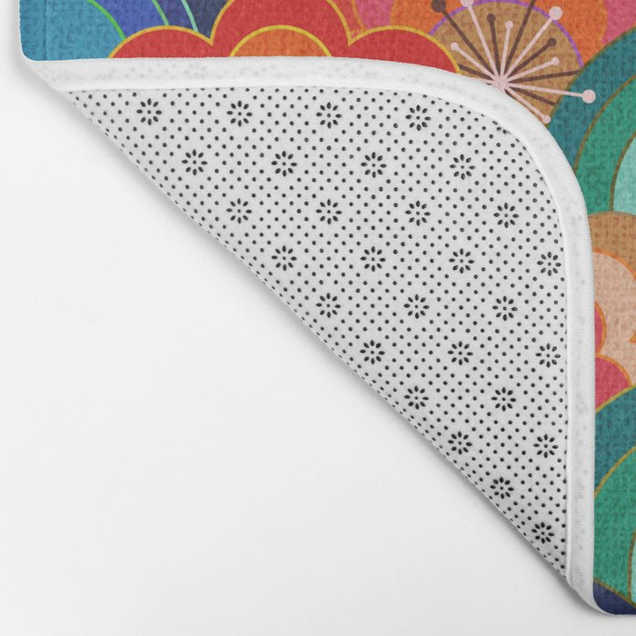 70s rainbow flowers sunset colors Bath Mat Gallery Image 2