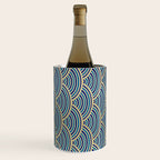 Festive, Art Deco, Wave, Pattern, Blue and Gold Wine Chiller Gallery Image 3
