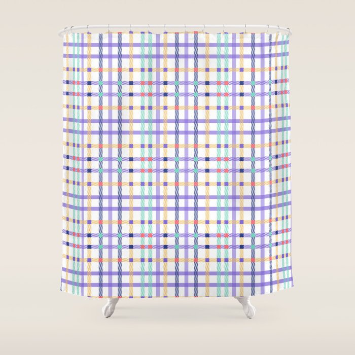 Vibrant Plaid Fusion A Shower Curtain Gallery Image 1