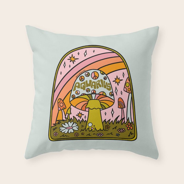 Aquarius Mushroom Throw Pillow Gallery Image 1