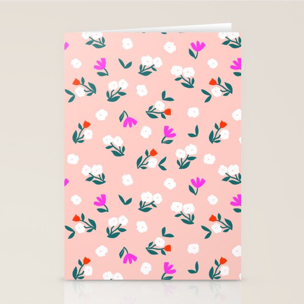 Dainty Blooms Pattern - Pink Stationery Card Gallery Image 1