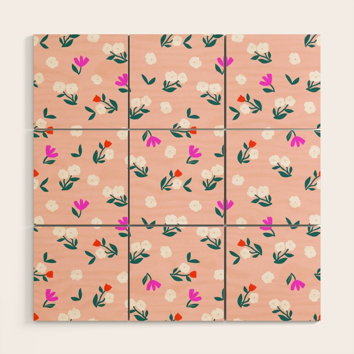 Dainty Blooms Pattern - Pink Wood Wall Art Gallery Image 1