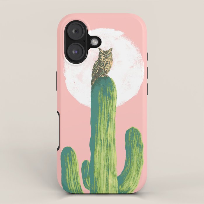 Quirky owl on saguaro cactus iPhone Case Gallery Image 1