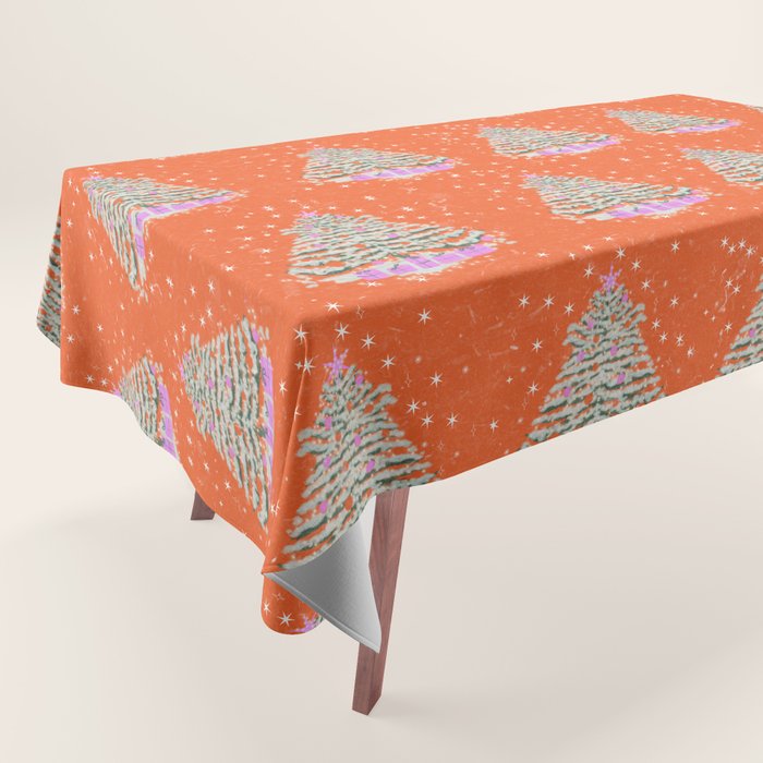 Seasons Greetings Snowy Christmas Tree with Presents Tablecloth Gallery Image 1