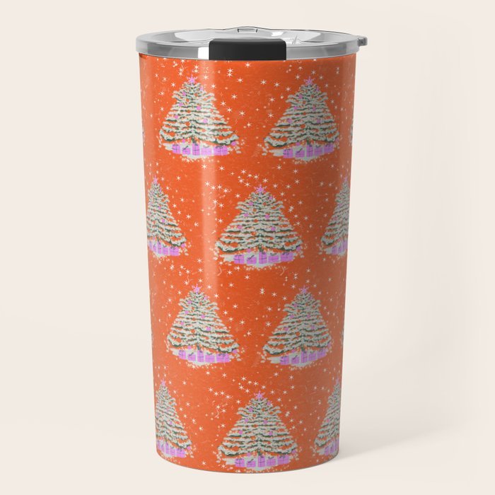 Seasons Greetings Snowy Christmas Tree with Presents Travel Mug Gallery Image 1