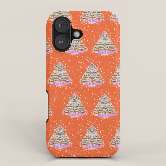Seasons Greetings Snowy Christmas Tree with Presents iPhone Case Gallery Image 1