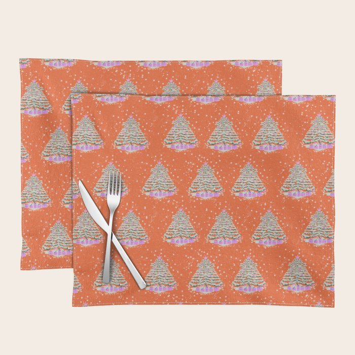 Seasons Greetings Snowy Christmas Tree with Presents Placemat Gallery Image 1