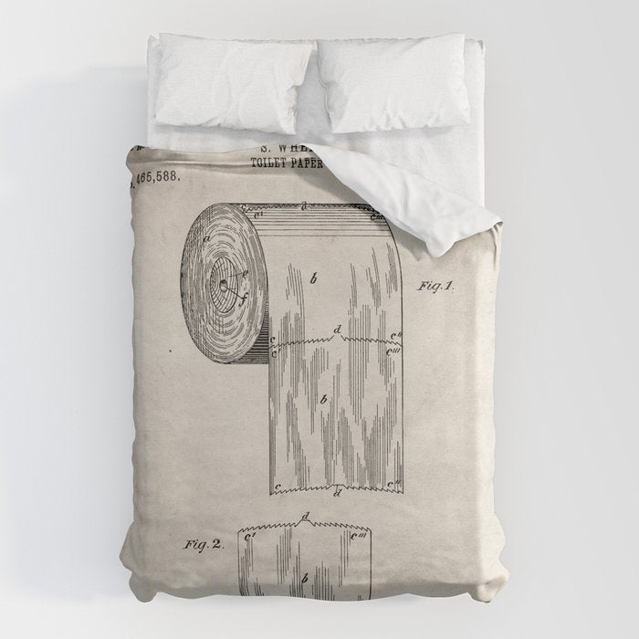 Toilet Paper Patent - Bathroom Art - Antique Duvet Cover Gallery Image 1