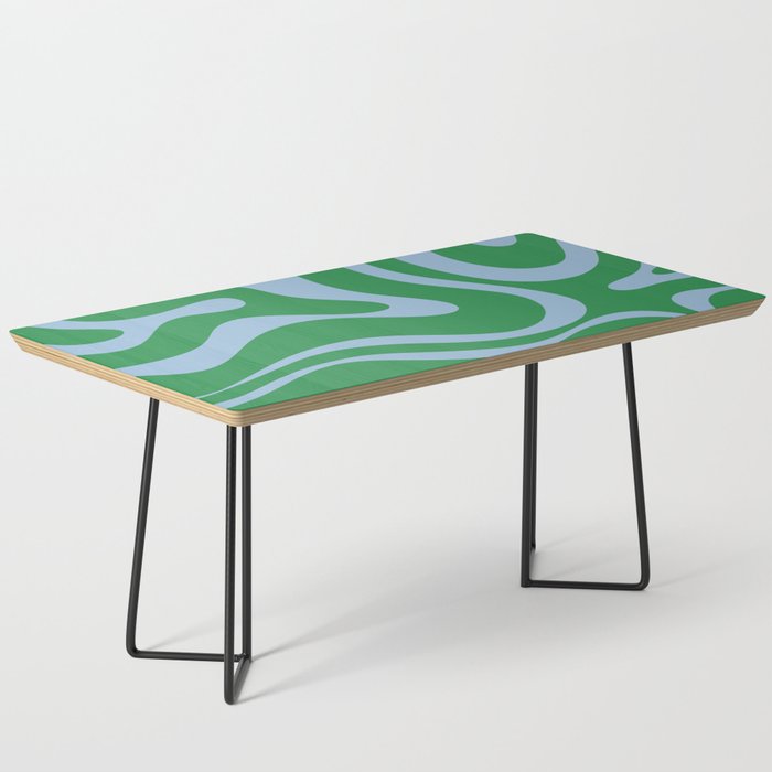 Green and Light Blue Modern Retro Liquid Swirl Abstract Pattern Coffee Table Gallery Image 1