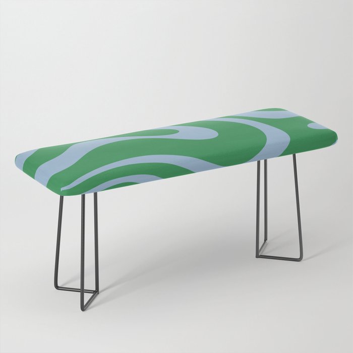 Green and Light Blue Modern Retro Liquid Swirl Abstract Pattern Bench Gallery Image 1