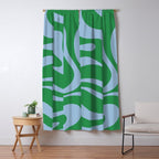 Green and Light Blue Modern Retro Liquid Swirl Abstract Pattern Window Curtain Gallery Image 5
