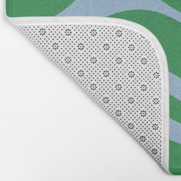 Green and Light Blue Modern Retro Liquid Swirl Abstract Pattern Bath Mat Gallery Image 2