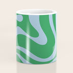 Green and Light Blue Modern Retro Liquid Swirl Abstract Pattern Coffee Mug Gallery Image 4