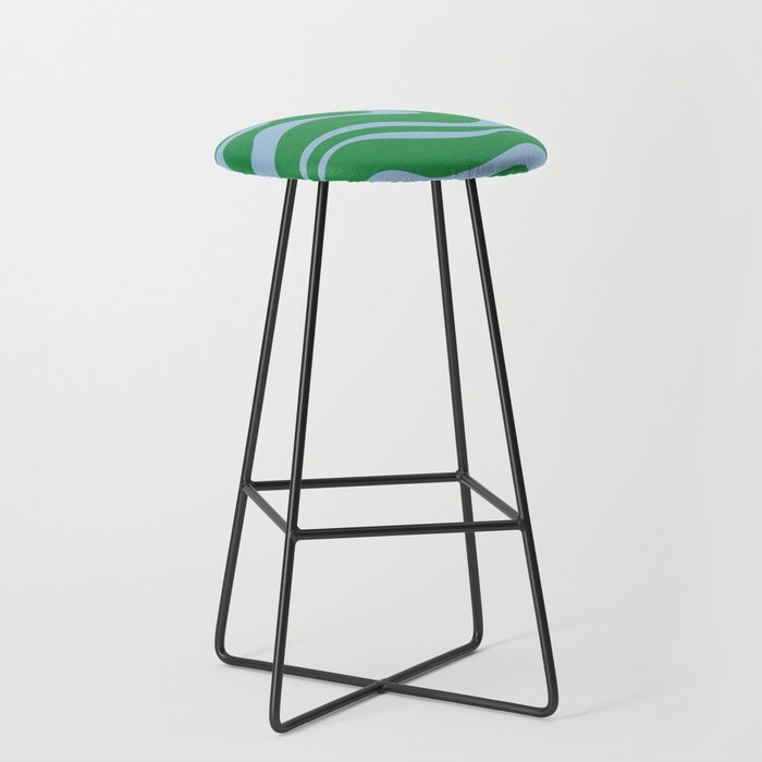 Green and Light Blue Modern Retro Liquid Swirl Abstract Pattern Stool Gallery Image 1