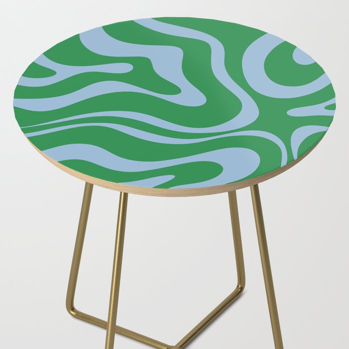 Green and Light Blue Modern Retro Liquid Swirl Abstract Pattern Side Table Gallery Image 2