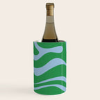 Green and Light Blue Modern Retro Liquid Swirl Abstract Pattern Wine Chiller Gallery Image 2